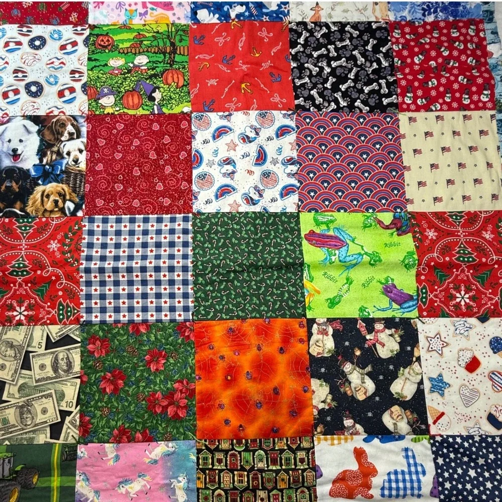 Handmade‎ Patchwork Quilt Throw Blanket halloween Dogs Money Christmas